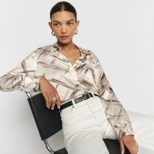 Reformation Sky Relaxed Silk Top Hex - Size XS